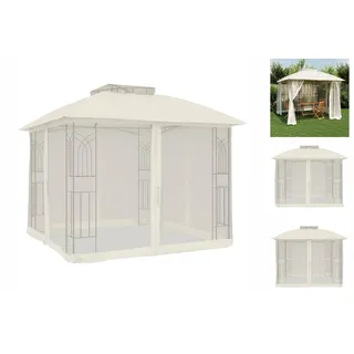 vidaXL Pavillon mit Doppeldach & Netzwänden Creme 2,94x2,94 m Stahl