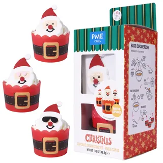 PME Weihnachts Cupcake-Dekorationsset - Emoji Santa (6er-Set)