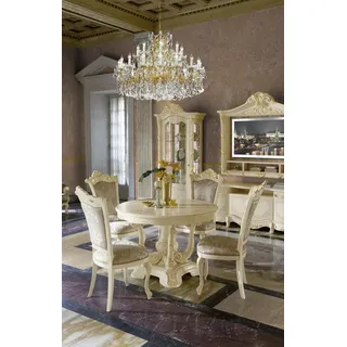 Tisch Design Holz Luxus Möbel Italien Esstisch Holz Esstische Esszimmer Tische - Beige, Gold