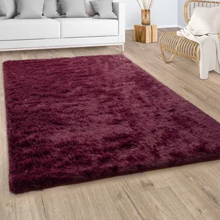 Paco Home Hochflor-Teppich »Silky 591«, rechteckig, 37 mm Höhe, Uni-Farben, besonders weich und kuschelig, Kundenliebling Paco Home lila B: 200 cm   1 St.