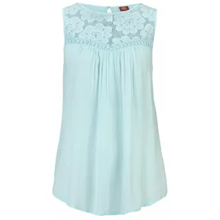 Buffalo Crepebluse mit Spitzeneinsatz, Blusentop, Boho-Style, blau