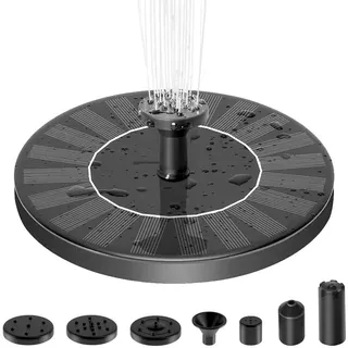 Solar Springbrunnen, Teichpumpe mit 1.4W Solar Panel Solarbrunnen, Schwimmender Fontäne Pumpe mit 6 Fontänenstile für Garten, Vogel-Bad,Teich,Fisch-Behälter