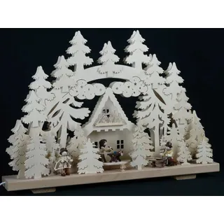 Schwibbogen mit Schwibbogenverkäufer und Malerin Größe 50x35cm NEU Leuchterbogen