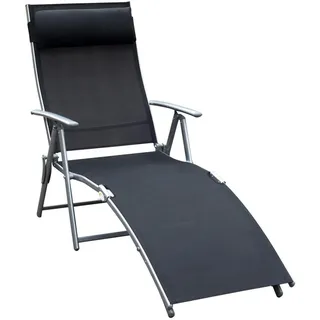 Outsunny Sonnenliege 180 x 64 x 101 cm Schwarz