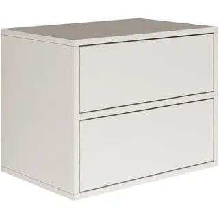 Selsey Nachttisch Hängend mit 2 Schubladen, Weiß 50 cm - Skandinavischen Platzsparend Wandmontage Framme - Push-to-Open