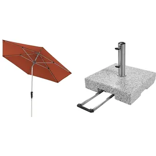 Doppler Sonnenschirm Aluminium 275 Bordeaux Granit-Sonnenschirmständer mit Ausziehgriff 72kg