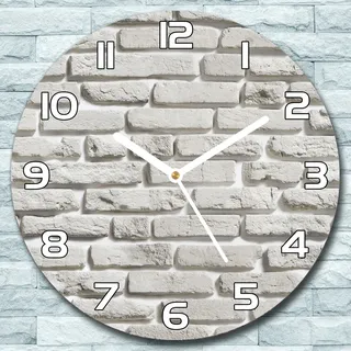 Wanduhr aus Glas Rund fi 30 Marmor weiß Quarz Deko Wohnzimmer Büro - Grau