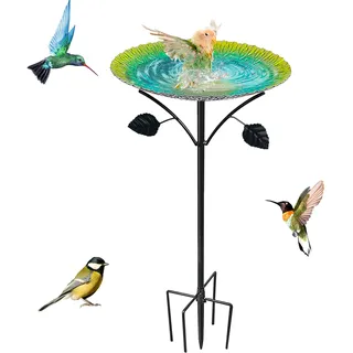Forbabe Vogeltränke Stehend Groß 24.5*83cm Vogelbad Garten Stehend, Metall Wassertränke für Vögel