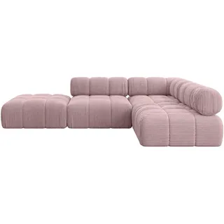altdecor Eckcouch Cord 5-Sitzer Rosa