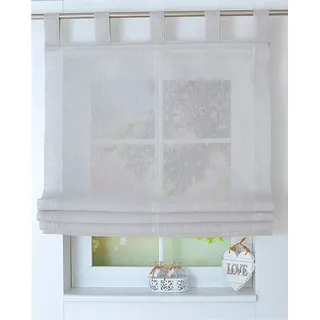 Kutti Raffrollo Schlaufenrollo Brondby Taupe halbtransparent, Breite 120 cm x Höhe 145 cm