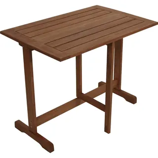 DEGAMO Balkontisch Gartentisch Klappentisch PORTO 90x60cm, Eukalyptus Holz geölt, klappbare Platte - Braun