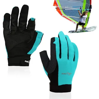 2XK-NOV 1 Paar Hohe Verschleißfestigkeit Segelhandschuhe,Zwei-Fingerlose Handschuhe,Ruderhandschuhe,für Segeln, Yacht, Segelsport, Paddeln, Kajak, Angeln,Herren & Damen (Blau, XL)