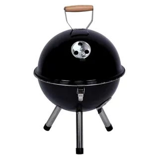 Nexos - BBQ Minigrill Kugelgrill Ø 29 cm – Kompakter Holzkohlegrill mit Deckel und Rost – Rundgrill für Garten, Camping, Festival, Balkon – Schwarz – tragbar und leicht - Schwarz