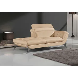 Egoitaliano Recamiere »Sueli, extravagantes Design und erstklassiger Sitzkomfort« Solitärmöbel, hochwertiger Lederbezug, inklusive Kopfteilverstellung, beige