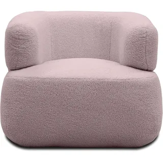DOMO. collection Sessel Molina, moderner Polstersessel aus Teddy-Stoff mit Armlehnen und runden Ecken, Einzelsessel, Garnitur 90 x 86 x 71 cm (BxTxH), Altrosa