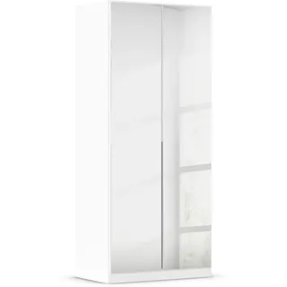 Rauch Möbel Alabama, Kleiderschrank für Schlafzimmer, Kinderzimmer, Wohnzimmer, Garderobe, Flur, 2-türig, Spiegel, mit Zubehör Basic, Farbe Weiß, Breite 91 cm