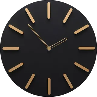 Kare Design Wanduhr Central Park, Schwarz, 30cm Durchmesser, Uhr, Wohnzimmer, rund, Batterie Nicht inklusive