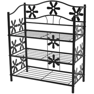 MCW Schuhregal Schwarz , Metall , 60x70x30 cm , Garderobe, Schuhaufbewahrung, Schuhregale