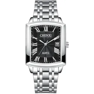 Silverora Edelstahl Rechteckig 3ATM  Schwarz