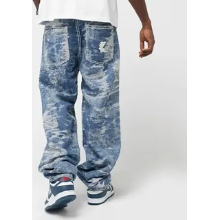 Karl Kani Og K Distress Camo Jeans mit fünf Taschen, mittelblau - Größe W 36 - Blau
