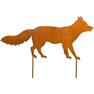 Blümelhuber - Edelrost Dekofigur Fuchs Gartenstecker Metall - Waldtiere als Rost Deko für Garten - Naturrost als Außen Dekoration