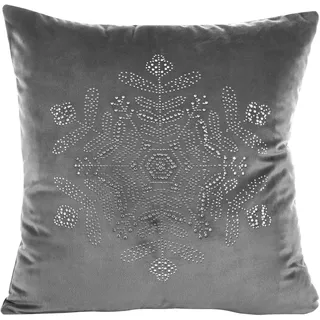 Eurofirany Kissenbezüge Kissenhüllen Velvet Samt Couchkissenbezüge Sofakissenbezüge Weihnachten Steinchen Christmas Schneeflocken Dekorationskissen Doppelpack 2er Set Kopfkissenbezüge Dekokissen