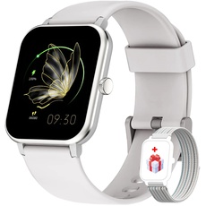 Bild Smartwatch Damen Herren 1,69'' Uhren Fitnessuhr Tracker mit SpO2 Schrittzähler Temperatur Schlafmonitor 25 Trainingsmodi Smart Watch für Android iOS (Grau)