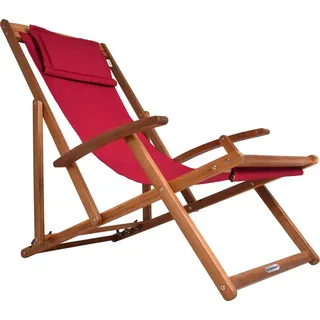 CASARIA® Sonnenliege Holz Wetterfest Klappbar Verstellbar 160kg Belastbar Armlehne Nackenkissen Garten Balkon Liegestuhl Akazie 94x94x60cm Bordeauxrot - bordeaux