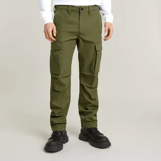 Cargohose G-STAR "Core Regular Cargo", Herren, Gr. 31, Länge 32, grün (olive), Web, Obermaterial: 65% Polyester, 35% Elastomultiester, straight fit lang, Hosen Cargohose