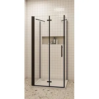 Aica Sanitär Duschkabine Duschabtrennung U-FORM U-Kabine Dusche Falttür 6mm Glas,80x80x80cm