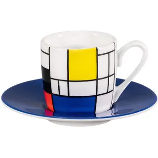 tea4chill Könitz Espresso Tasse Mondrian Small Fragments. Kaffeetasse 65ml aus Porzellan. Espressotasse modern, bunt - Bunt