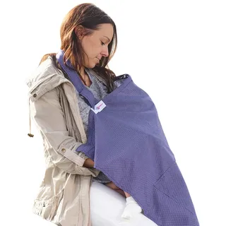 Stilltuch Stillschürze mit Taschen - Weicher und Atmungsaktiver Stillschal - Stilltuch für Unterwegs (Marineblau)