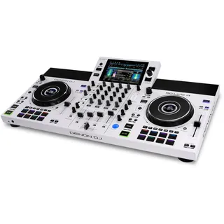 DENON DJ SC LIVE 4 WHITE Standalone DJ-Controller mit Stems auf 4-Decks, WLAN-Streaming, eingebauten Lautsprechern, Serato DJ & Virtual DJ kompatibel