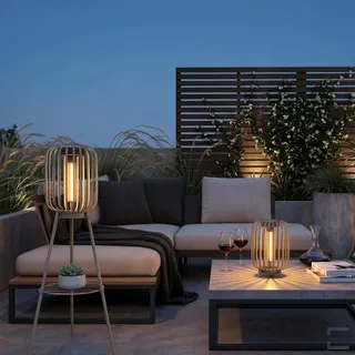 Northpoint ELBLIGHT LED Solar Stehleuchte 3in1 Gartenlampe Außenleuchte mit COB LED warmweiß Lichtsensor wetterfest IP44 Solarleuchte Terrasse Balkon Gartenbeleuchtung kabellos (Beige)