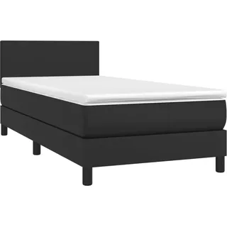 vidaXL Boxspringbett mit Matratze Schwarz 90x200 cm Kunstleder - Schwarz