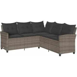 vidaXL L-förmiges Couchsofa mit Kissen Graues Polyrattan - Grau