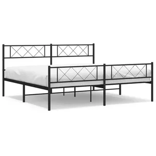 vidaXL Metallbett ohne Matratze mit Fußteil Schwarz 180x200 cm - Schwarz