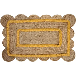 Fisura – Juteteppich 70 x 45 cm. Türmatte mit modernem Design. Fußmatte für Innen- und Außenbereich. Moderne originelle Fußmatte. Gelber Jutefußabtreter.
