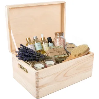 Creative Deco Holzkiste mit Deckel | 30 x 20 x 14 cm (+/-1cm) | Erinnerungsbox Baby Groß Holzbox mit Deckel Unlackiert Kasten mit Griffen | Für Dokumente, Spielzeuge, Ostern | ROH UNGESCHLIFFEN