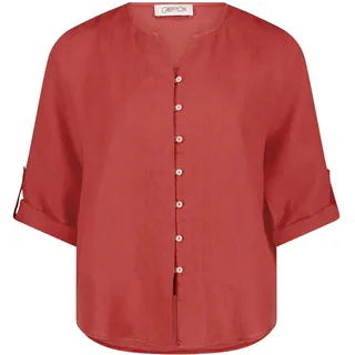 Klassische Bluse CARTOON "Leinenbluse mit V-Ausschnitt", Damen, Gr. 44, braun (rust braun), Obermaterial: 100% Leinen LI., Blusen Klassische Bluse