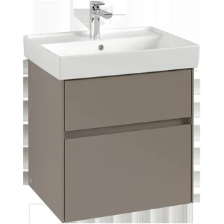 Villeroy & Boch Collaro Waschbeckenunterschrank, 2 Auszüge, Waschbecken mittig, 554x546x444mm, C00800AF, Farbe: Front/Korpus: Soft Green, Griff: Cashmere Grey