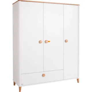 Paidi Kinderkleiderschrank LOTTE & FYNN 3-türig Eiche massiv weiß