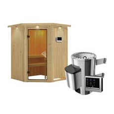 KARIBU Sauna »Wolmar«, inkl. 3.6 kW Saunaofen mit externer Steuerung, für 3 Personen - beige