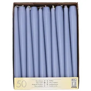 50 Leuchterkerzen Ø 2,2 cm · 25 cm soda blau