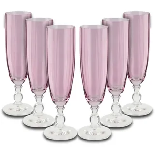 Peill+Putzler Germany 6er-Set Sektkelche rosa, 230ml Volumen, für Zuhause | aus hochwertigem Kristallglas, sehr pflegeleicht da spülmaschinengeeignet, Glanzstücke für jede Gelegenheit