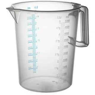 PIAZZA - Professioneller Messbecher aus Kunststoff mit geschlossenem Griff, Fassungsvermögen 5 l, Krug für Wasser und Lebensmittelflüssigkeiten - Messbecher zum Wiegen von Lebensmitteln mit