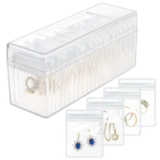 HOMEHIVE Acryl-Schmuckkästchen, transparenter Schmuck-Organizer mit 20 tragbaren Schmucktaschen, Anlaufschutz, Reise-Schmuckschatulle für Ohrringe, Ringe, Halsketten, Armbänder, Geschenk für Frauen