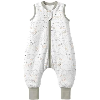 MIKAFEN Baby Schlafsack mit Füßen 2,5 Tog, Größe 70, Höhe 75–85 cm | 100% Baumwolle ärmelloser Kinder winterschlafsack,2-Wege-Reißverschluss, für Frühling, Herbst und Winter nutzbar,Kätzchen