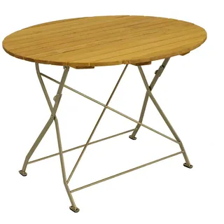 Gartentisch BAD TÖLZ Ø 100 cm klappbar Stahl/Robinien Holz Silber/Natur