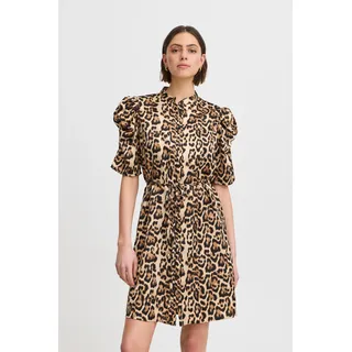 ICHI Kleid IXNINA Midikleid Stucco Leo Print Beige 38